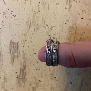 Judith Ripka blue topaz earrings. Sterling silver